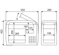 Autokülmik CDF16 Dometic mõõtmed
