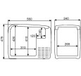 Autokülmik CDF46 Dometic mõõtmed